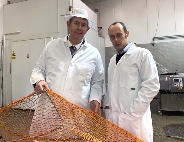 Minister Poots pictured with Ben Collier at Sea Source factory in Kilkeel, Co.Down