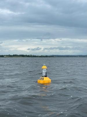 Yellow monitoring buoy in Lough Neagh