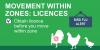 Movement within Zones: Licenses - Obtain licence before you move within zone